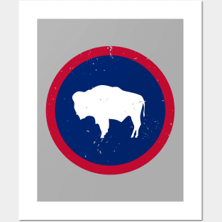 Retro Wyoming State Flag // Vintage Wyoming Grunge Emblem Posters and Art